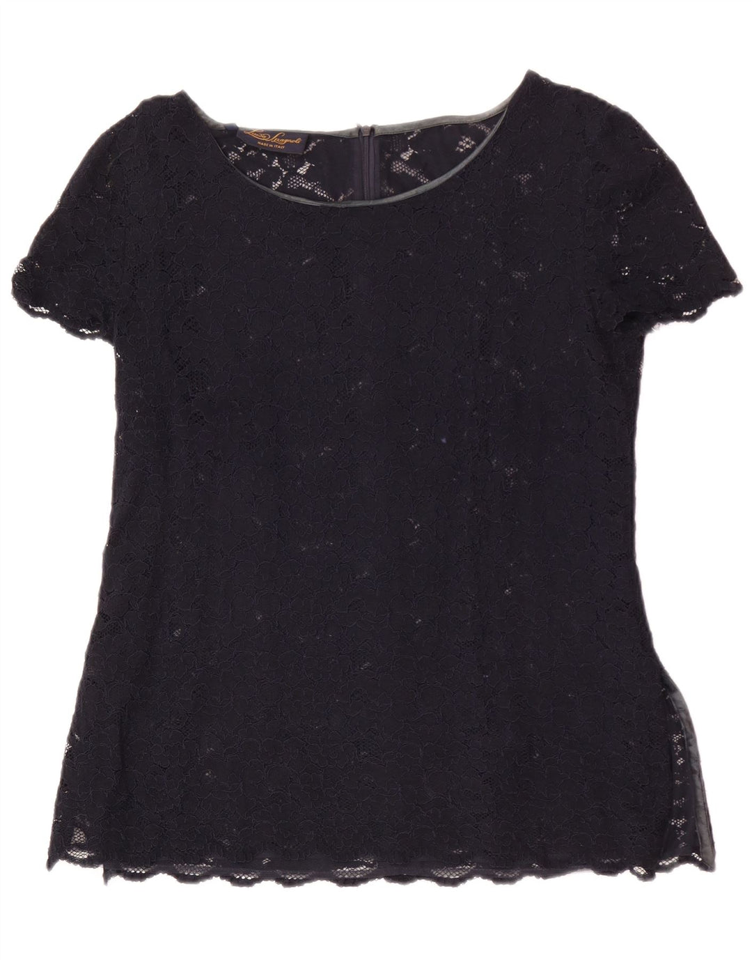 Luisa Spagnoli Blusa de encaje para mujer IT 46 Grande Azul marino
