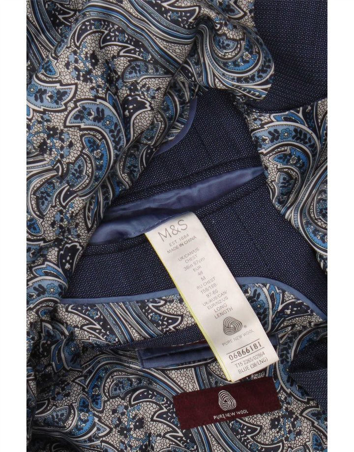 Marks & Spencer Chaqueta tipo blazer de 2 botones para hombre UK 38 Lana azul mediana