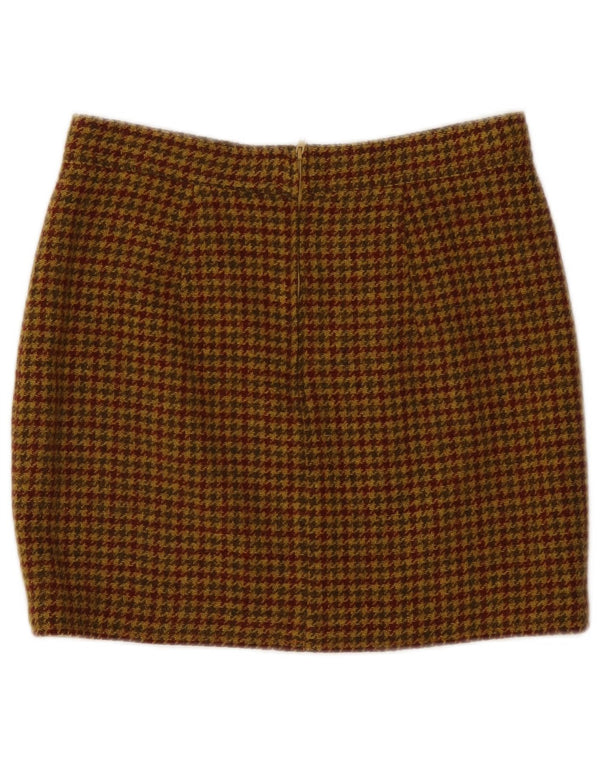 Minifalda vintage para mujer IT 46 Grande W30 Lana de pata de gallo marrón