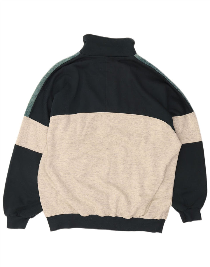 EXTE Sudadera con gráfico y cuello con cremallera para hombre, tipo jersey, color gris grande
