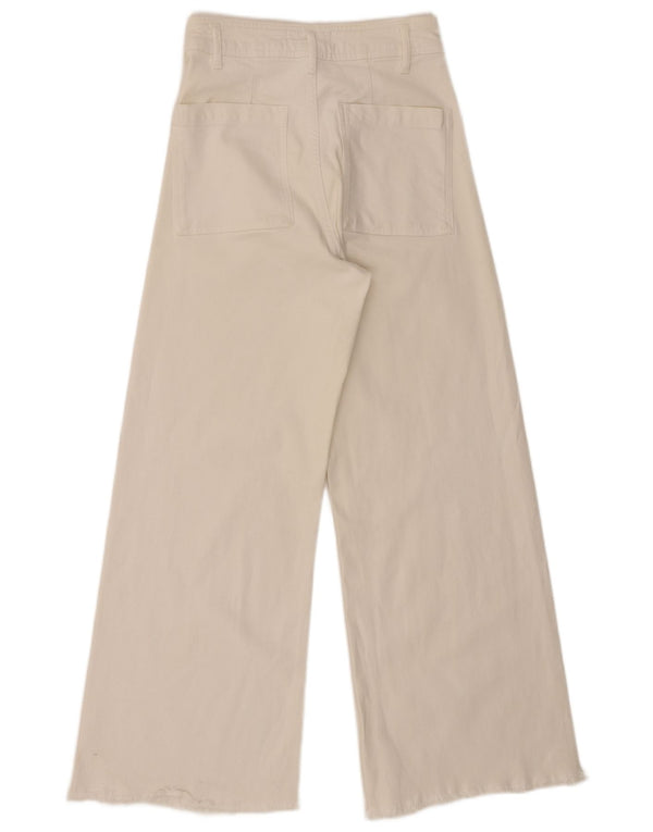 Zara Pantalones Casuales De Pierna Ancha Y Cintura Alta para Mujer EU 38 Small W28 L28 Blanco