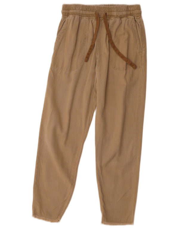 Zara Mujer Pantalón Cropped Slim XS W24 L25 Lyocell Beige