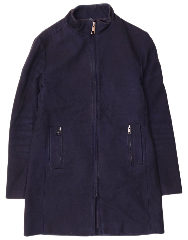 Abrigo ZARA Hombre UK 40 Grande Poliéster Azul Marino