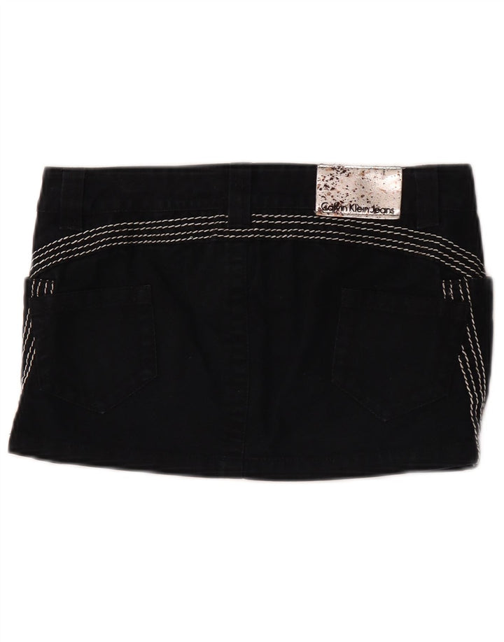 Calvin Klein Mini Falda Vaquera para Mujer W26 Pequeña Algodón Negro