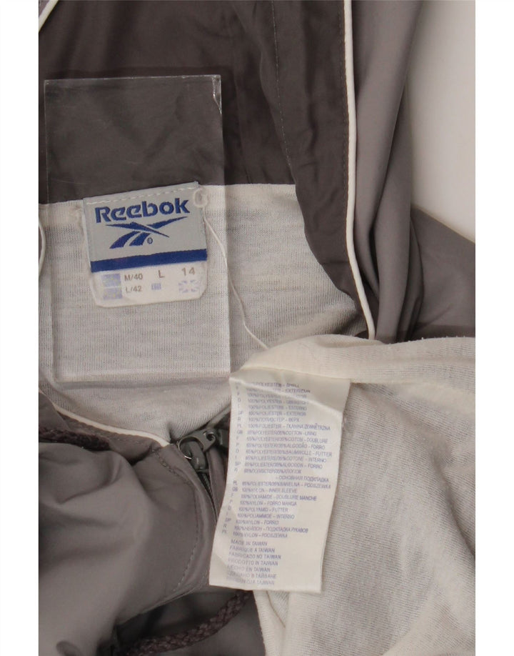 Reebok Chaqueta Bomber con Capucha para Mujer UK 44 Grande Gris Colorblock Poliéster