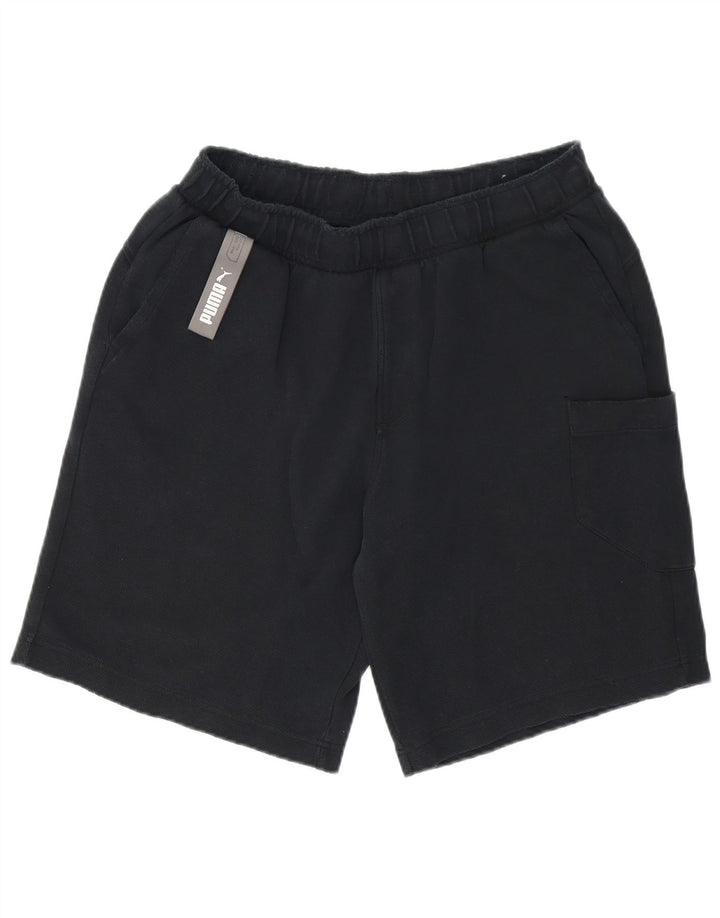 PUMA Pantalones cortos deportivos con gráficos para hombre, talla grande, negro