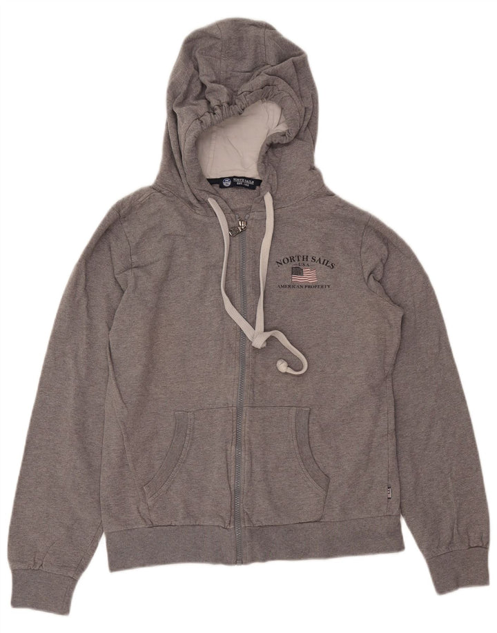 NORTH SAILS Suéter con capucha y cremallera para mujer UK 12 Algodón gris medio