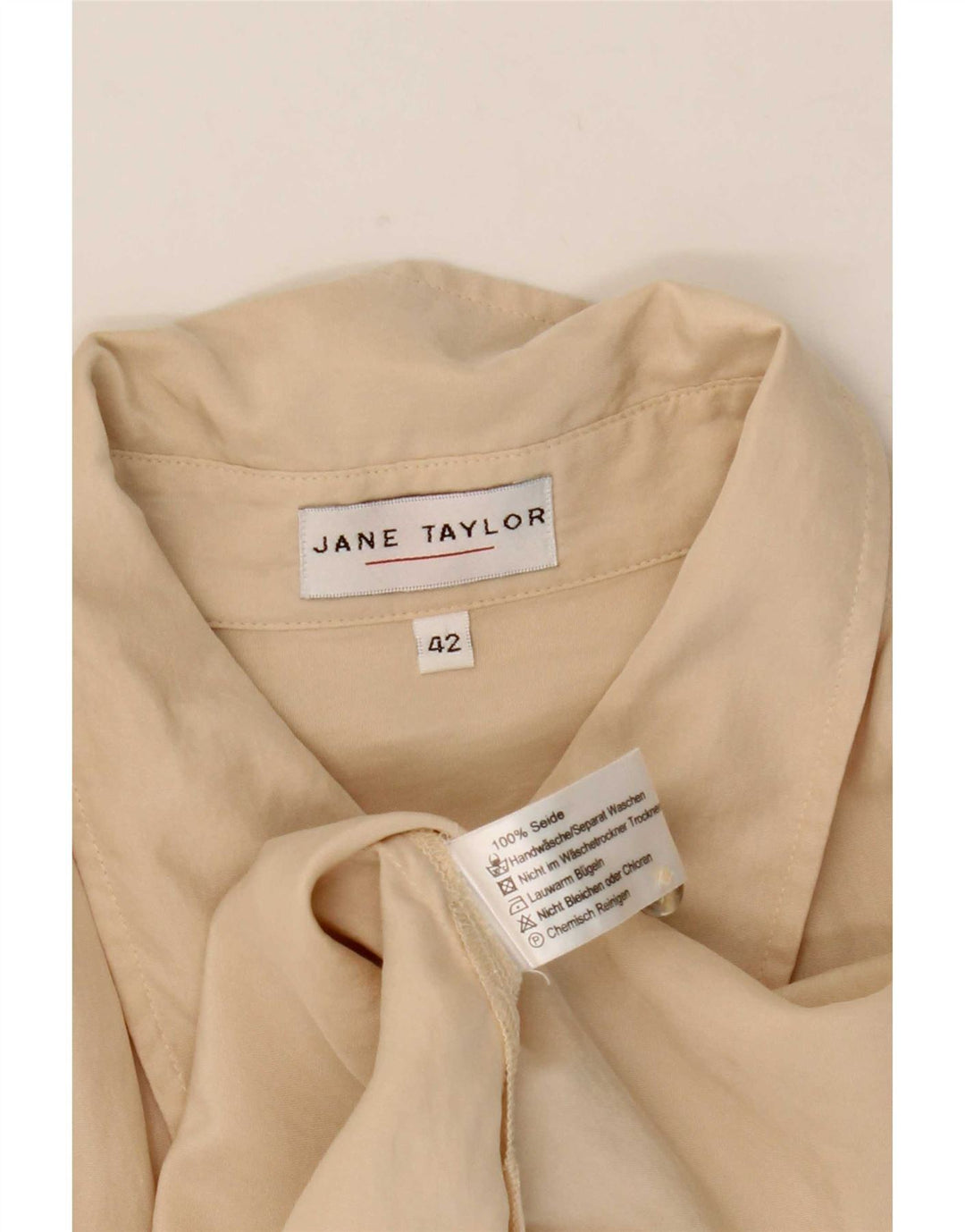 Blusa vintage para mujer IT 48 XL Seda Beige