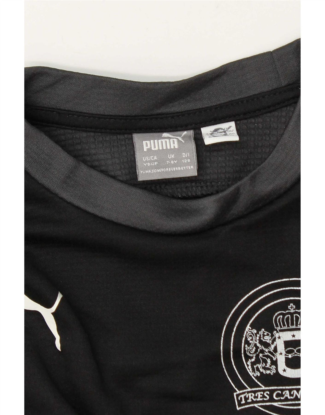 Puma Camiseta gráfica de manga larga para niños 7-8 años Negro Colorblock