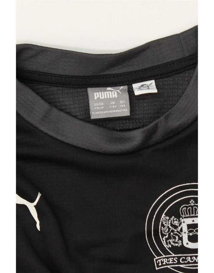 Puma Camiseta gráfica de manga larga para niños 7-8 años Negro Colorblock