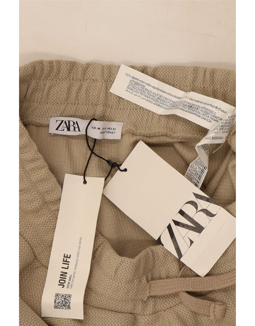 Zara Hombre Shorts Chinos Mediano W31 Algodón Beige