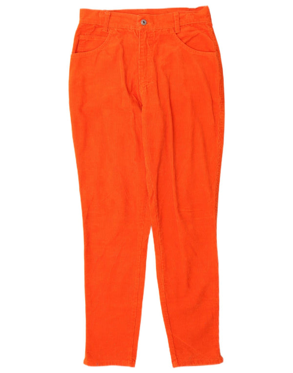 Pantalones de pana cónicos de cintura alta para mujer con cremallera IT 46 Large W28 L31 Naranja