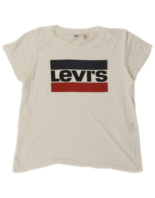 Levi's - Camiseta gráfica para mujer, talla 40, talla mediana, color blanco