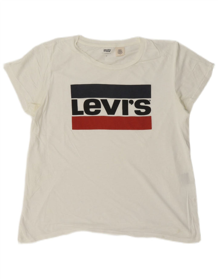 Levi's - Camiseta gráfica para mujer, talla 40, talla mediana, color blanco