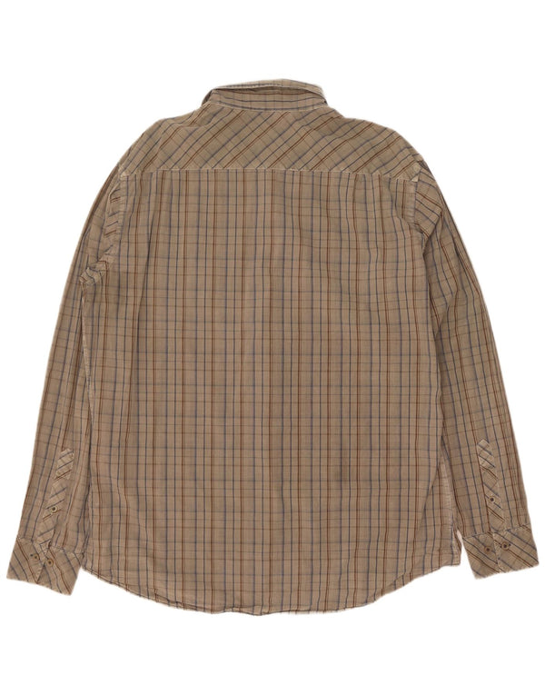 Marlboro Classics Camisa de corte regular para hombre 2XL Algodón a cuadros caqui