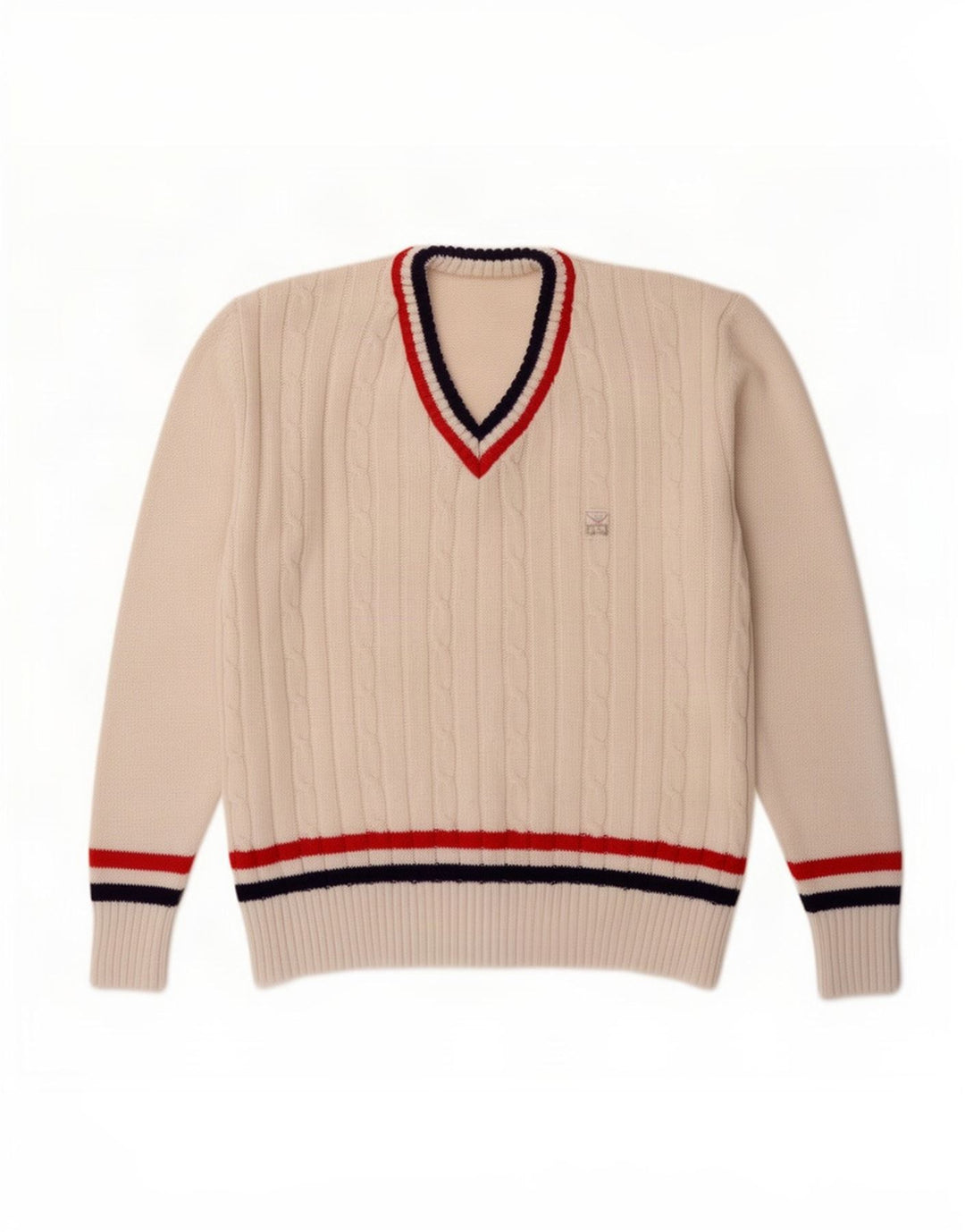 Trigema Jersey con cuello en V para hombre, talla grande, color blanco, a rayas