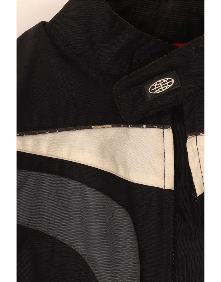 Vintage Mens Racer Chaqueta Reino Unido 36 Pequeño Negro Colorblock Poliamida