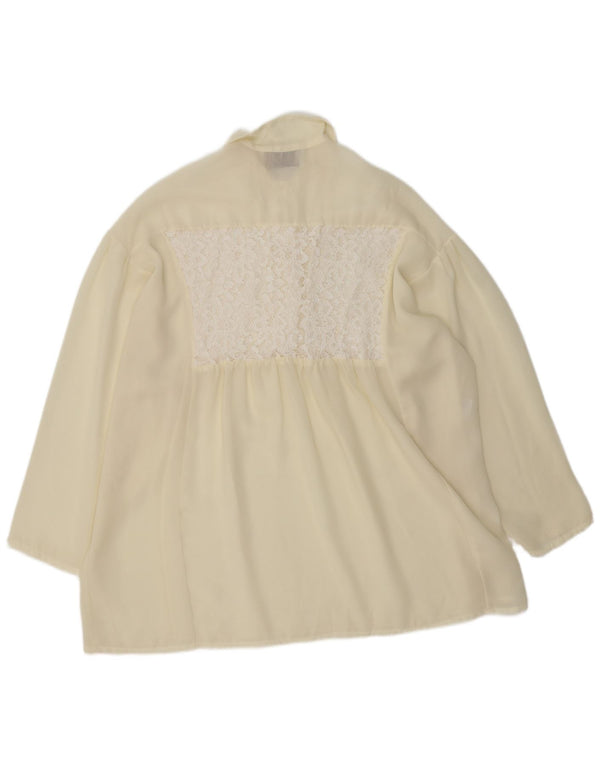 Vintage mujer jersey camisa de gran tamaño blusa Reino Unido 18 XL de poliéster blanco