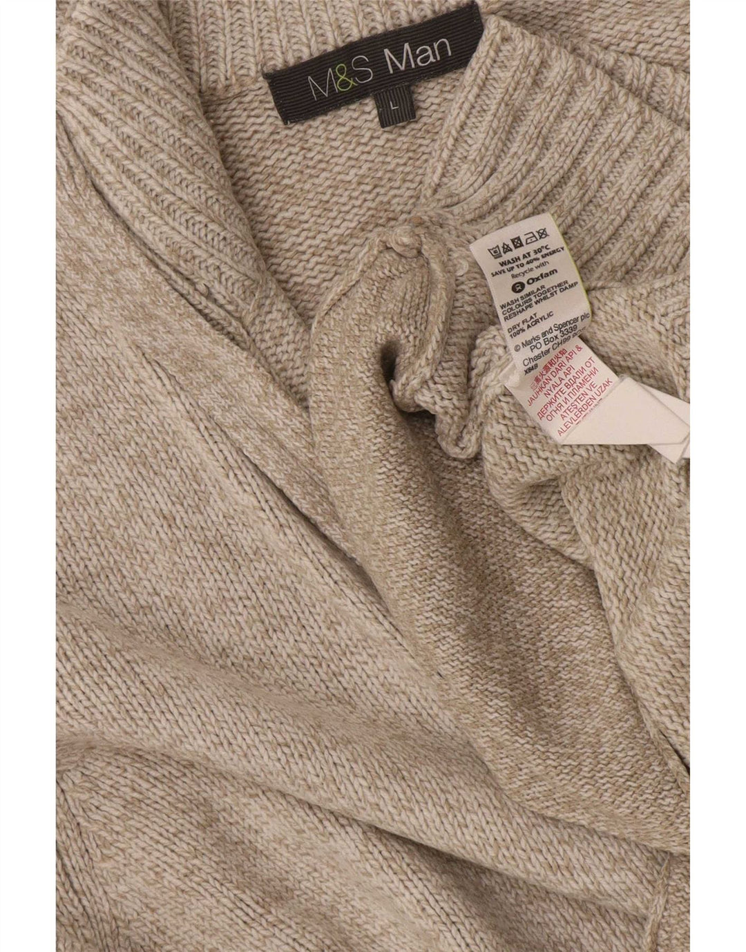 Marks & Spencer Suéter tipo cárdigan para hombre Acrílico moteado beige grande