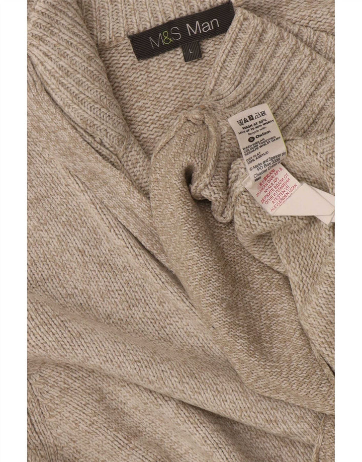 Marks & Spencer Suéter tipo cárdigan para hombre Acrílico moteado beige grande
