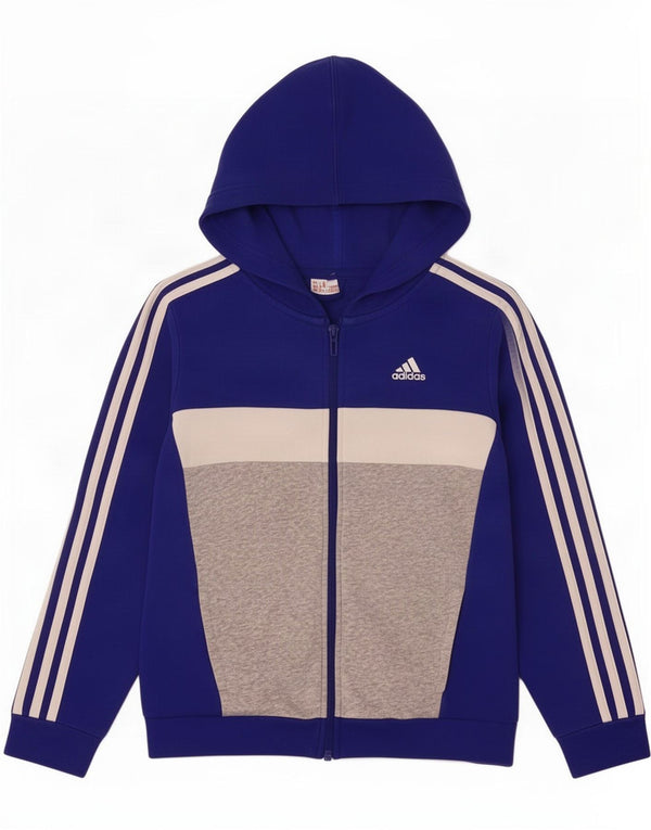 Adidas Sudadera con capucha y cremallera para niños 9-10 años Azul Colorblock Algodón