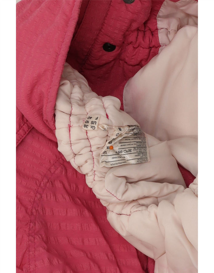 VINTAGE Chaqueta acolchada de gran tamaño para mujer US 10 Poliéster a rayas rosas grandes