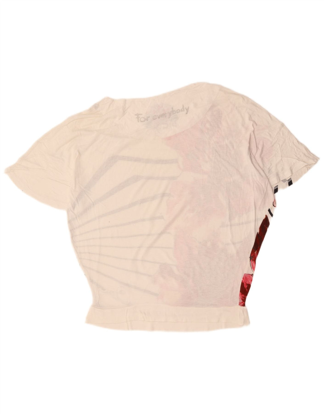 DESIGUAL Camiseta gráfica para mujer Top UK 46 Large White Floral Cotton