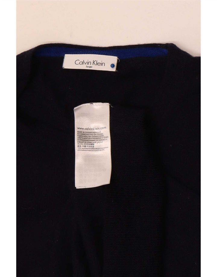 Calvin Klein - Jersey de cuello redondo para hombre, talla grande, lana azul marino