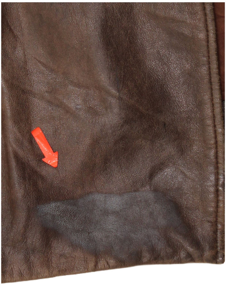 Chaqueta de cuero vintage para hombre Reino Unido 42 XL cuero marrón