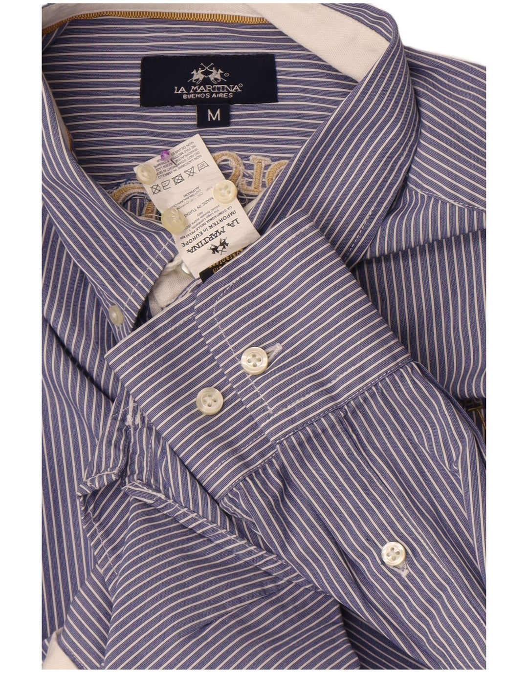 Camisa Estampada La Martina Hombre Algodón Rayas Azul Medio