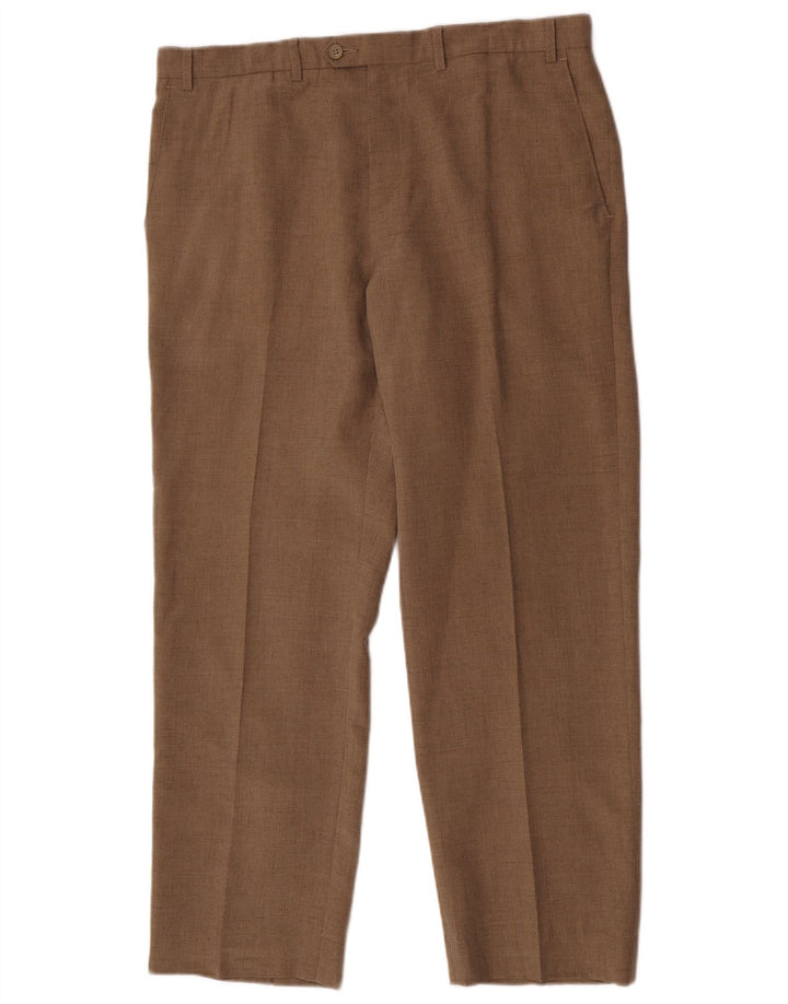 MARKS & SPENCER Pantalón de traje recto para hombre W38 L31 Poliéster beige