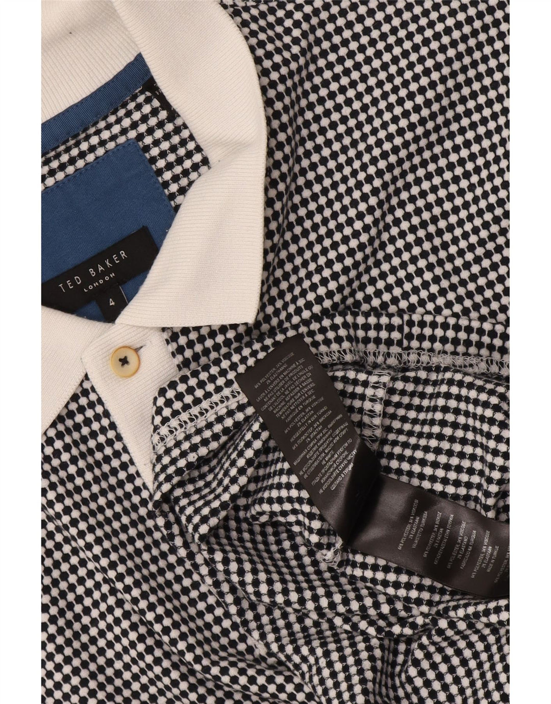 Ted Baker Polo de rugby para hombre talla 4 grande poliéster geométrico negro