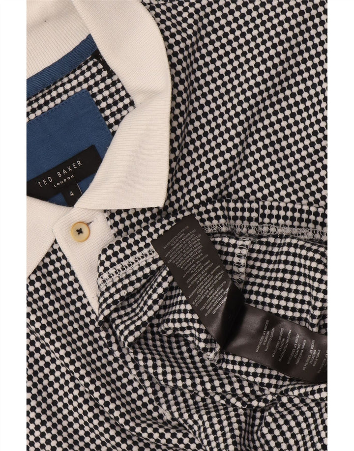Ted Baker Polo de rugby para hombre talla 4 grande poliéster geométrico negro