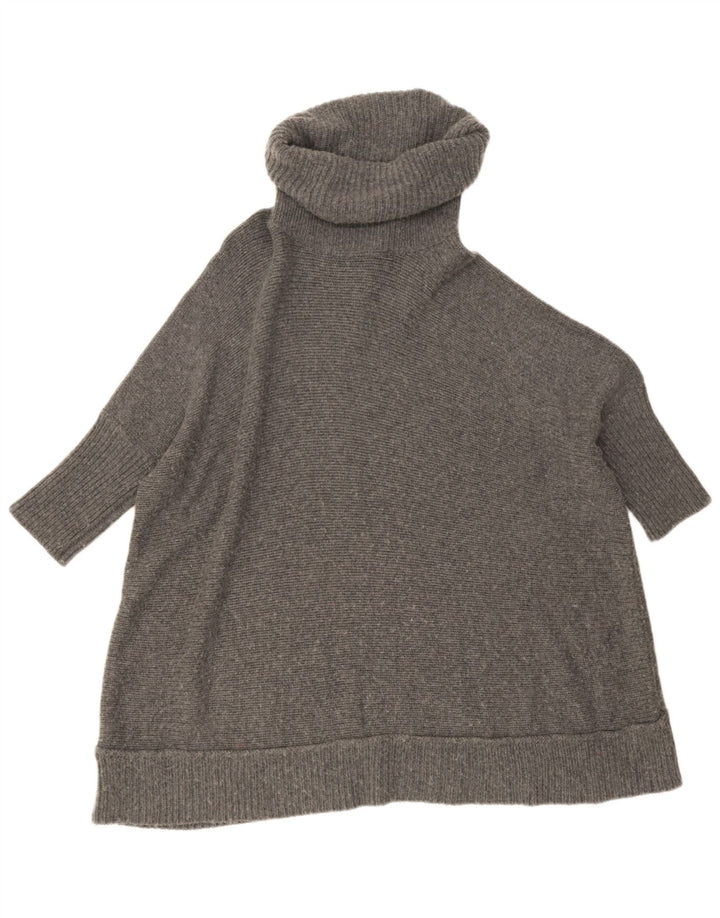 Jaeger Suéter tipo jersey de gran tamaño con cuello vuelto para mujer UK 10 Small Grey