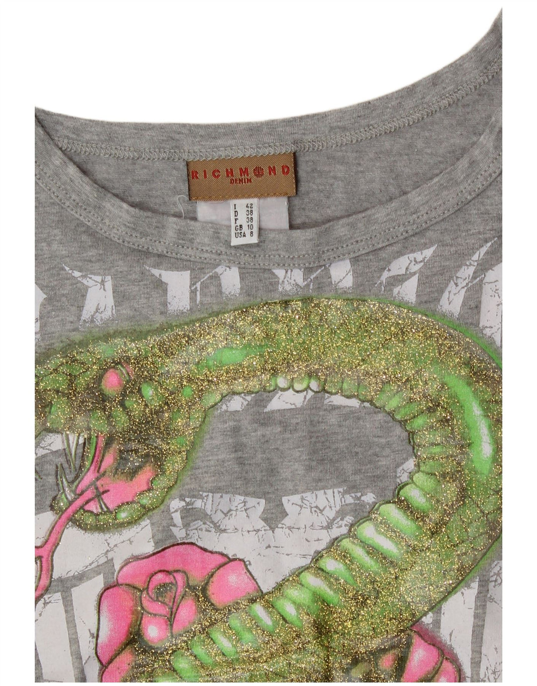 Richmond Top sin mangas con gráfico corto para mujer UK 10 Small Grey