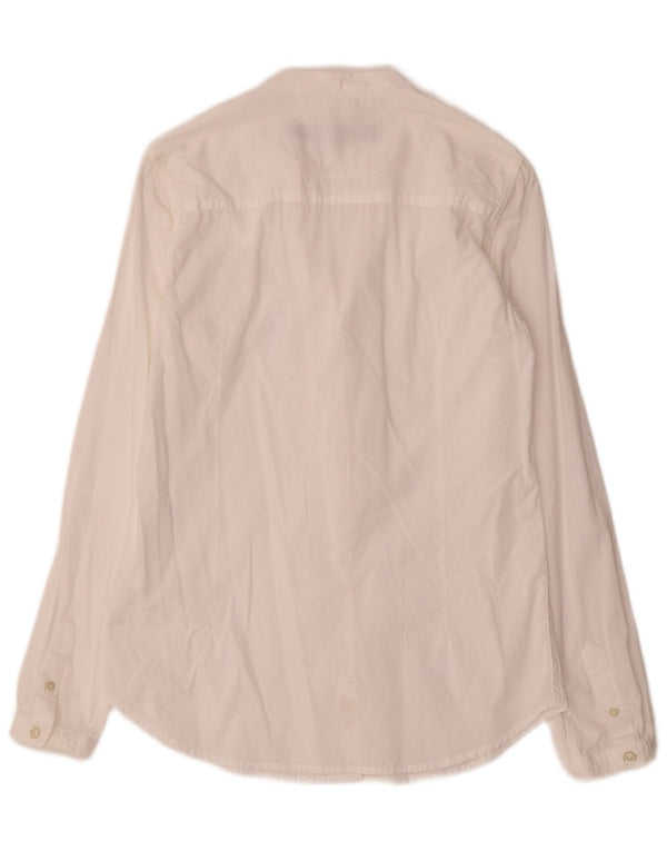 Marina Militare Blusa con volantes en la parte delantera para mujer UK 10 Small White Cotton