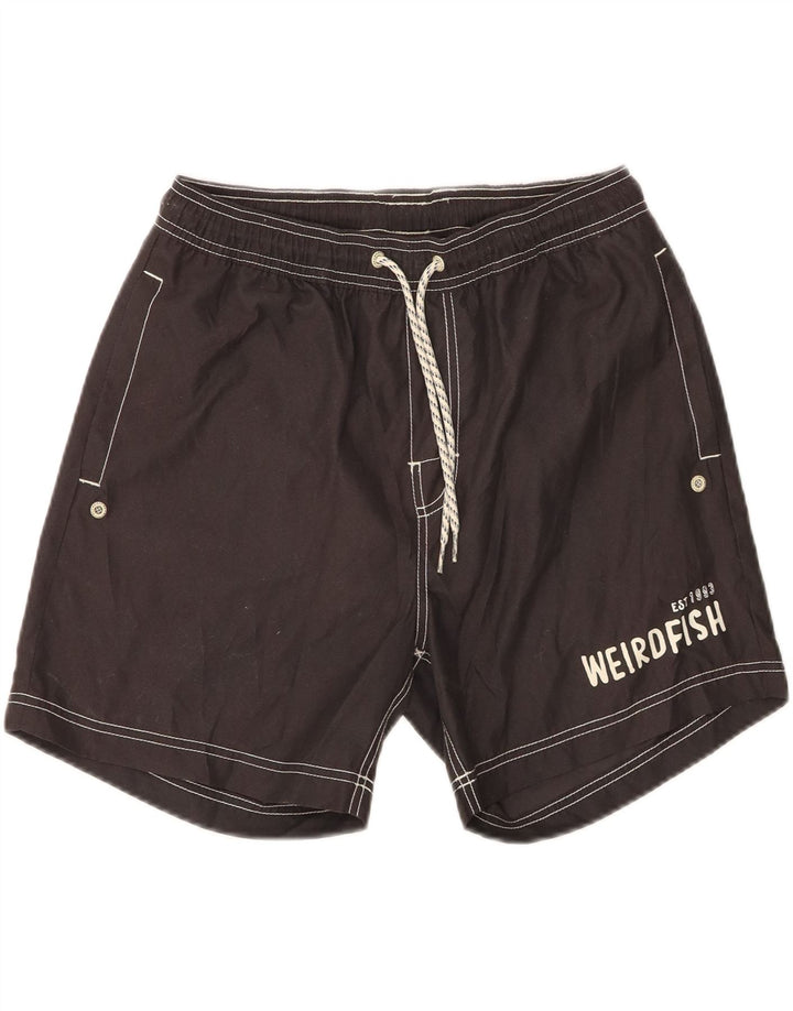 WEIRD FISH Mens Graphic Swimming Shorts Medium  Black Polyester Vintage Weird Fish and Second-Hand Weird Fish from Messina Hembry 