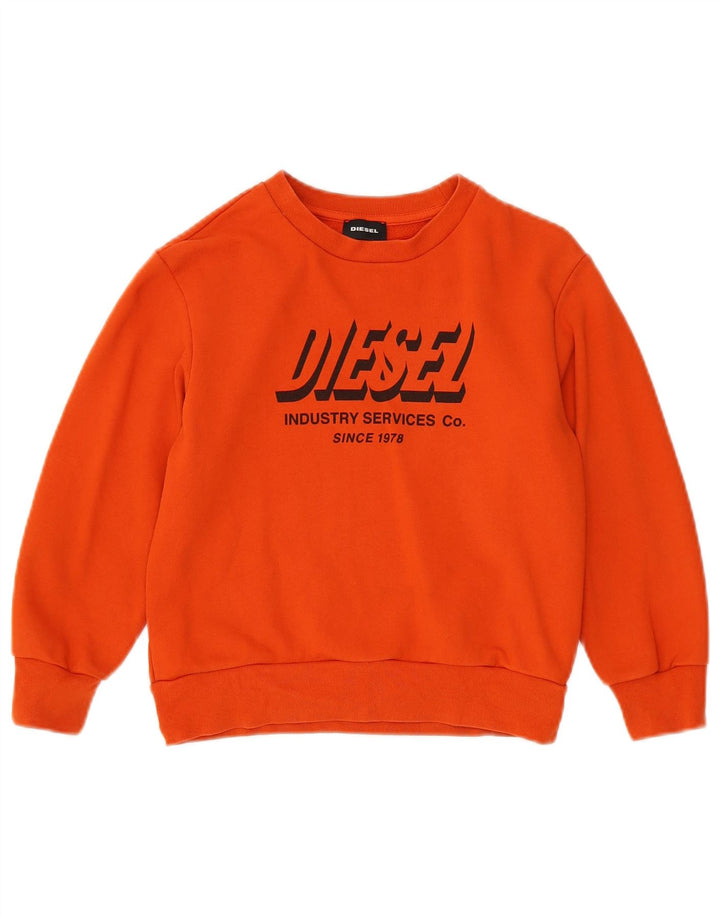 Diesel Boys Graphic Sudadera Jumper 7-8 Años Naranja Algodón