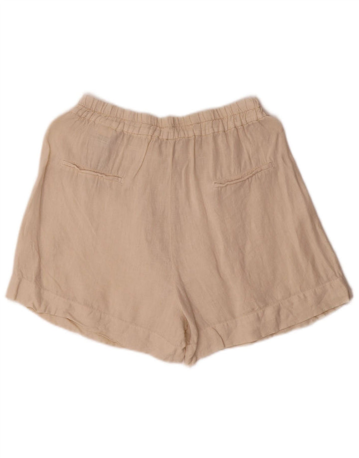 Zara Mujer Shorts Casuales Mediano W28 Lino Blanco Roto