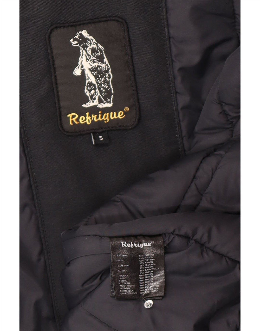 Refrigue Parka con capucha para mujer UK 10 Small Black Cotton
