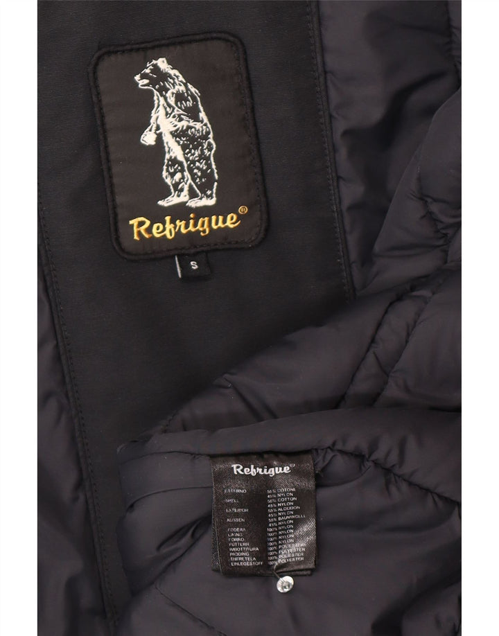 Refrigue Parka con capucha para mujer UK 10 Small Black Cotton