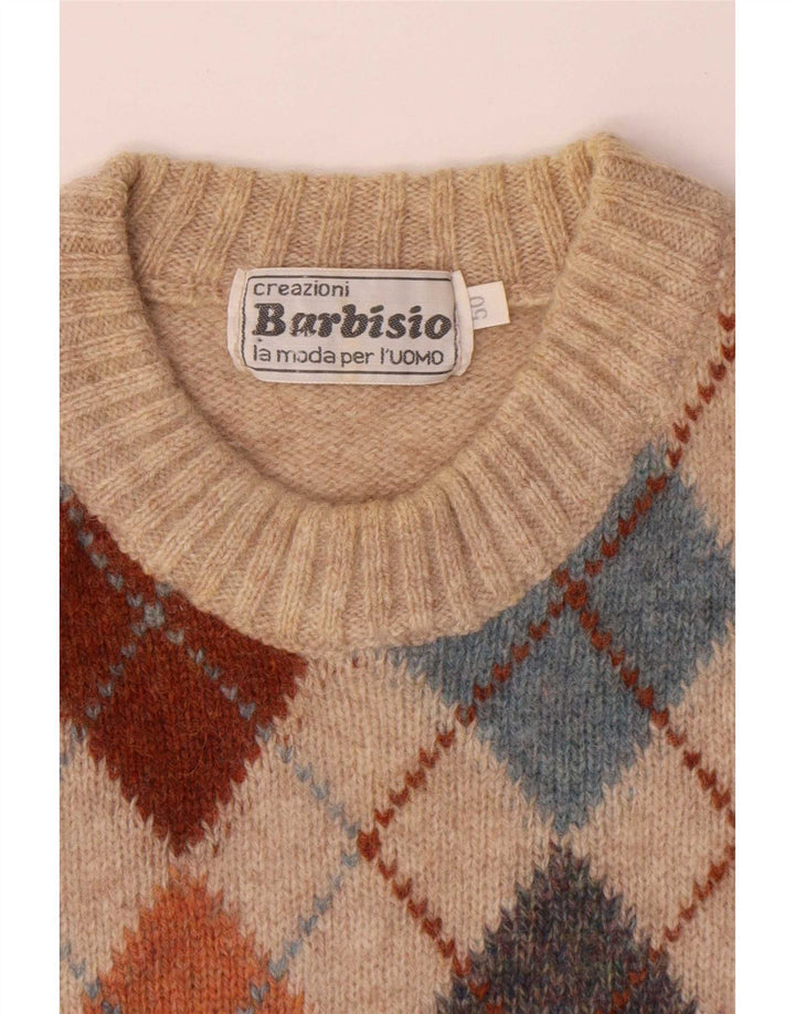 Barbisio Jersey De Cuello Redondo Para Hombre IT 50 Medium Beige Argyle/Diamond