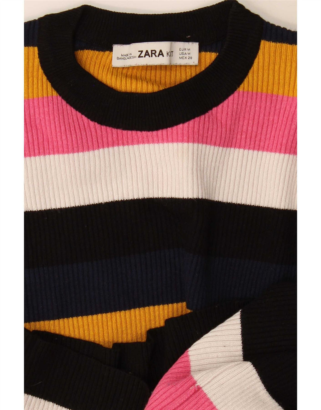 Zara Mujer Crop Blusa Top UK 40 Mediano Rayas Multicolor