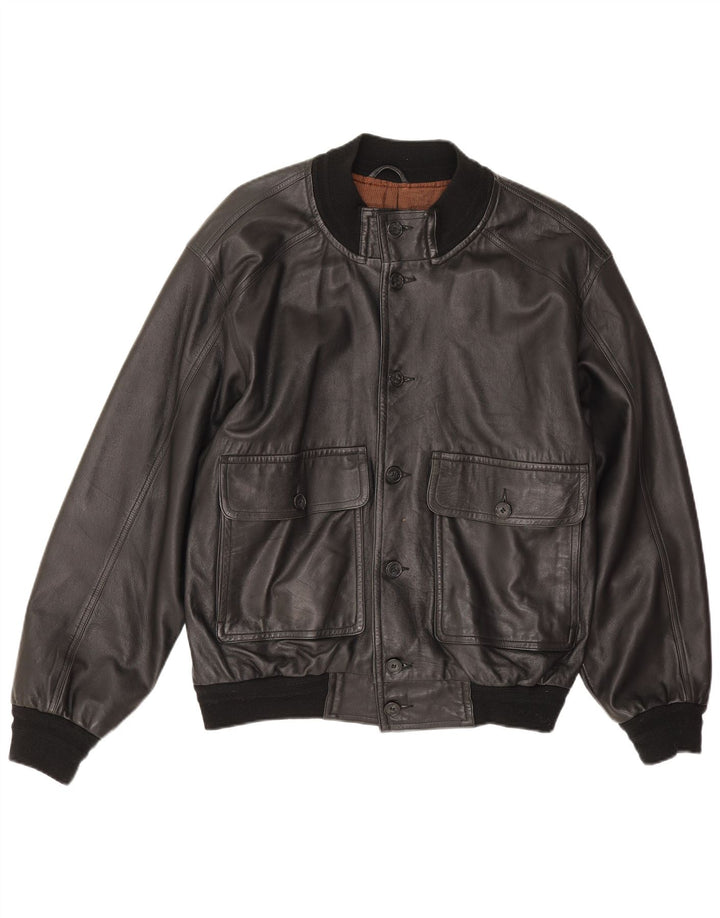 Marco Baldassari Chaqueta de cuero para mujer UK 20 2XL Negro