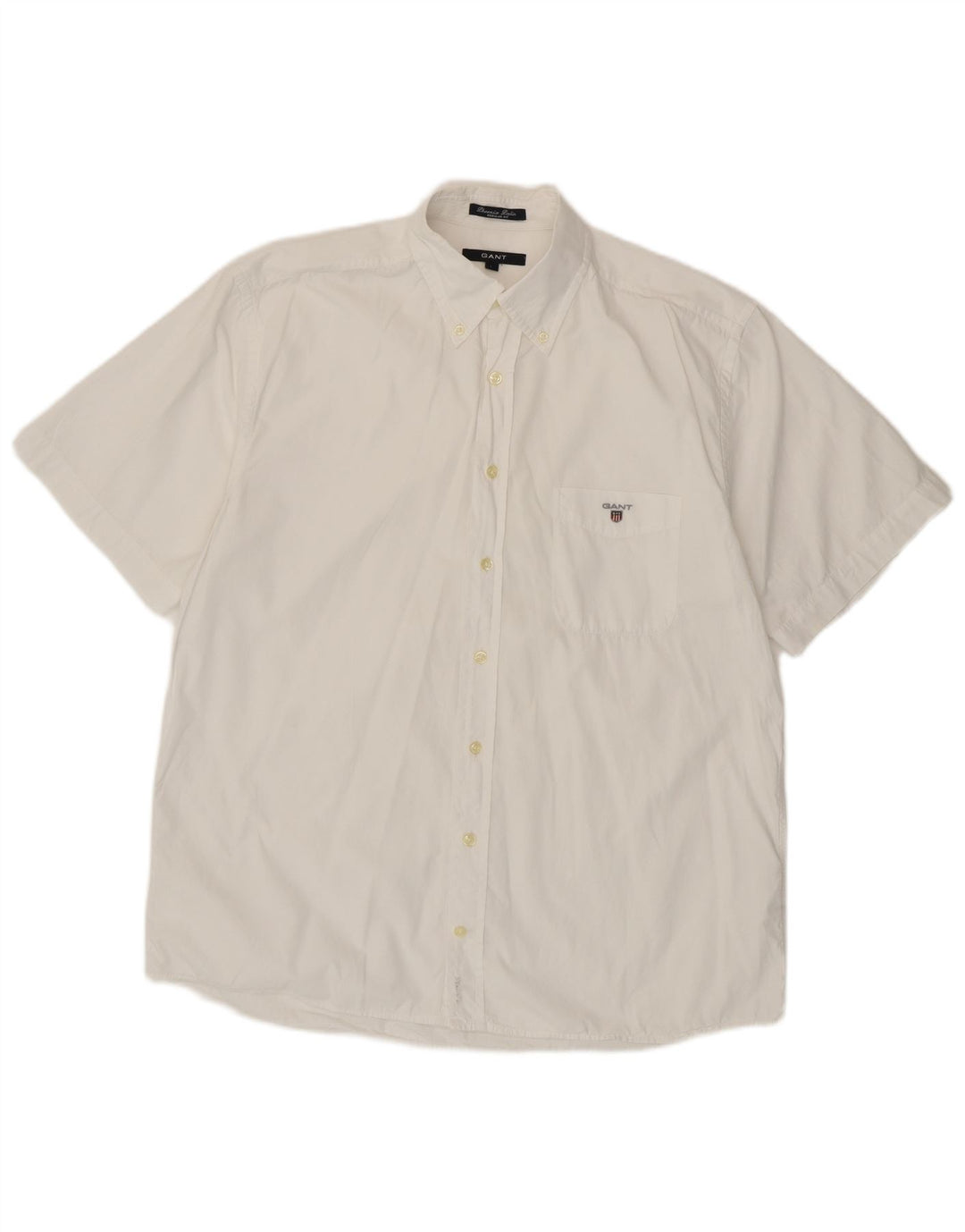 Gant Camisa Regular Fit De Manga Corta Para Hombre Algodón Blanco Grande