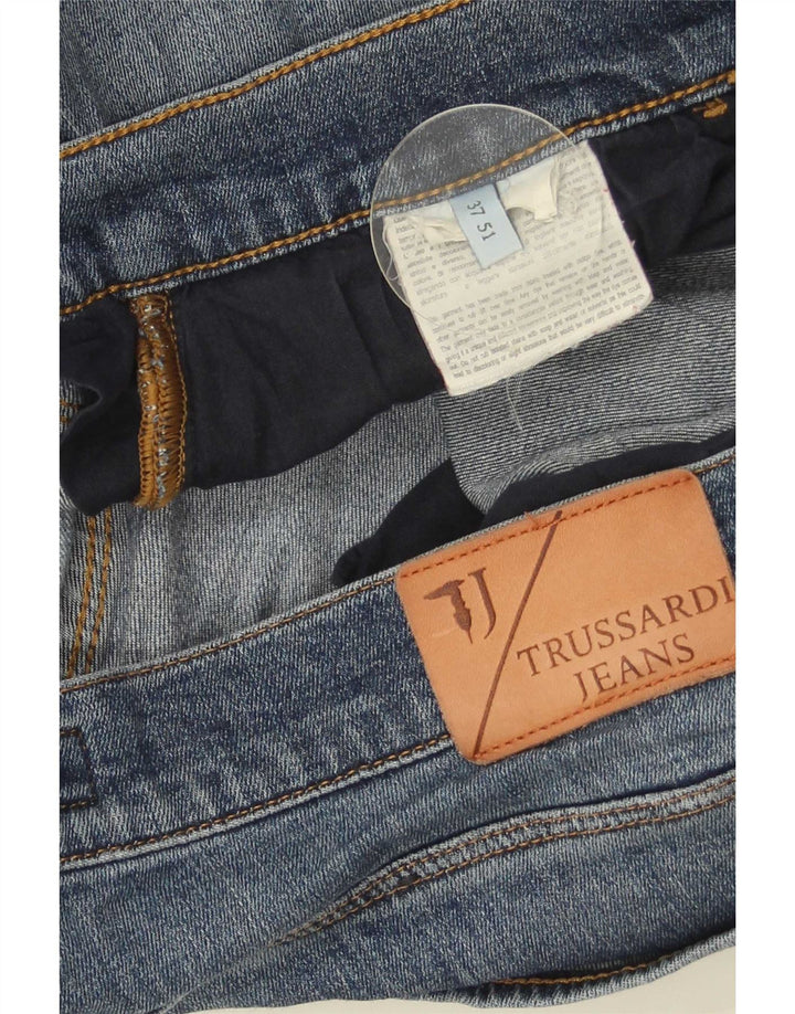Trussardi Vaqueros recortados desgastados para hombre IT 51 Large W37 L26 Azul