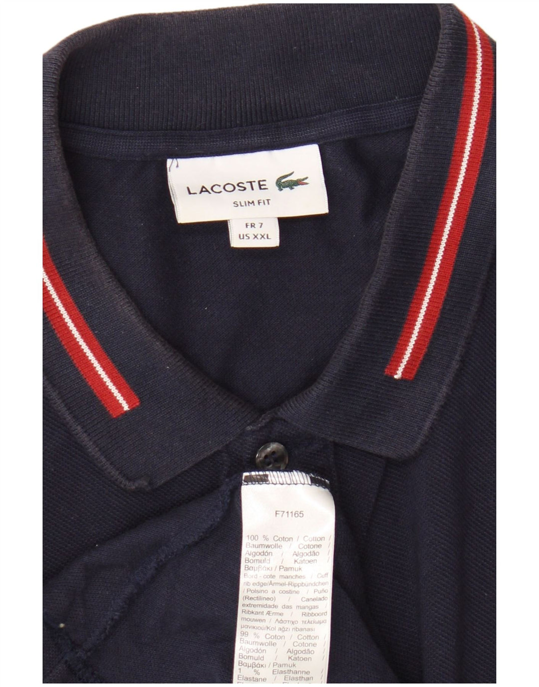 Polo Lacoste para hombre talla 7 2XL algodón azul marino
