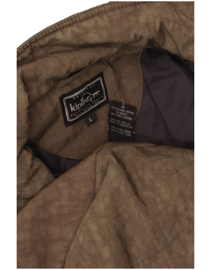 Kipling Abrigo con capucha para mujer UK 46 Large Caqui Animal Print Nylon