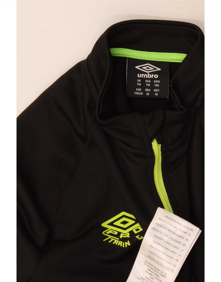 Umbro Camiseta con cuello y cremallera para niño, manga larga, 9-10 años, color negro mediano