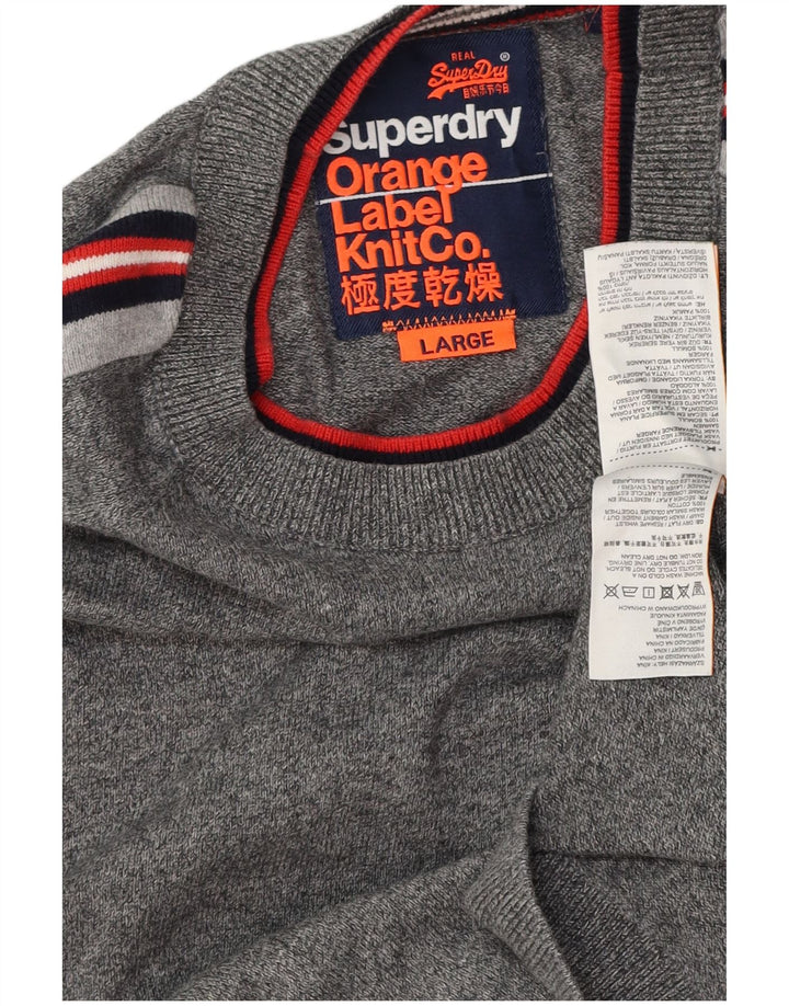 SUPERDRY Suéter tipo jersey con cuello redondo para mujer UK 46 Large Grey Cotton